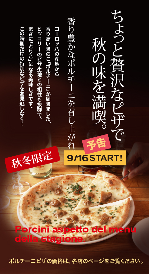 秋冬限定ポルチーニピザ